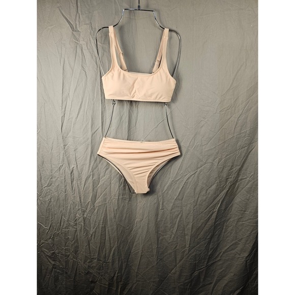 Other - Girls Peach Ruched Bikini Size 150 Pastel Orange Swimwear